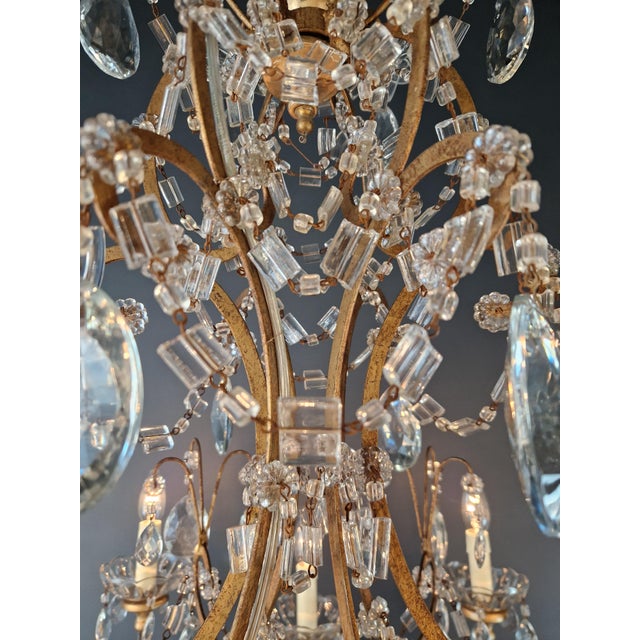 Late 19th Century Large Crystal Rustic Antique Chandelier Classic Traditional Solid Wide Glass For Sale - Image 12 of 15