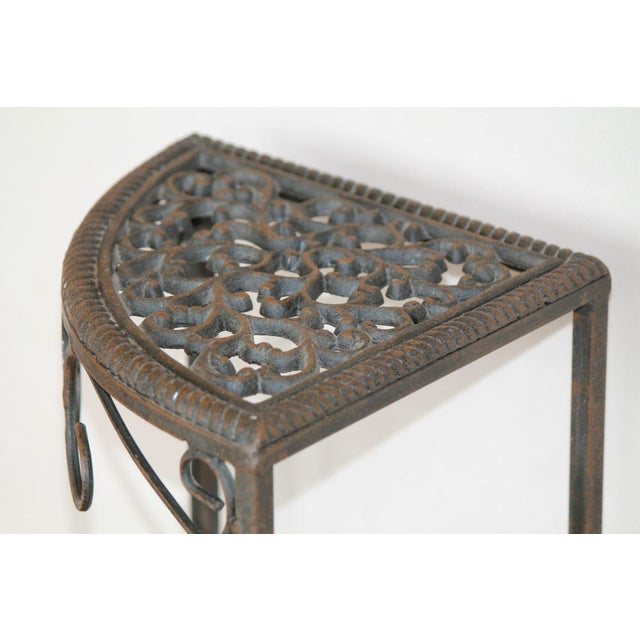 Nice Vintage Scrolled Cast and Wrought Iron Corner Plant Stand For Sale - Image 4 of 6