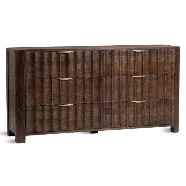 Harlow Chocolate Fluted Wood Organic Modern Dresser For Sale - Image 4 of 7