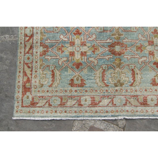 1940s Vintage Allover Blue Terra Cotta Hand Knotted Rug - 4’6” X 6’10” For Sale - Image 4 of 11