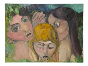 1990s Ugo Di Portanova Art Brut Oil on Canvas Painting