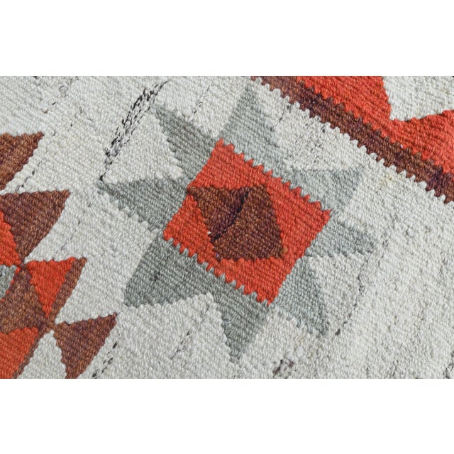1970s Vintage Handmade Wool Cotton Beige Orange Runner Rug For Sale - Image 11 of 11