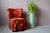 Cocktail Armchair with Red Floral Fabric and Compass Legs For Sale - Image 14 of 14