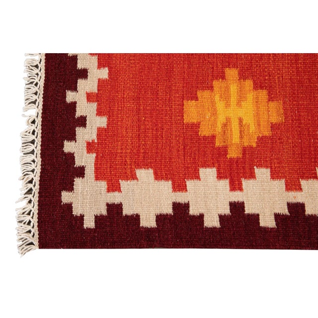 Orange 21st Century Modern Kilim Rug 5 '5'' X 8' 3'' For Sale - Image 8 of 11