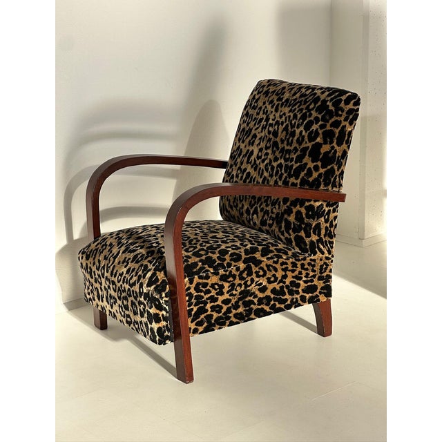 Deco Armchairs in Animalier Fabric, 1930s, Set of 2 For Sale - Image 3 of 9