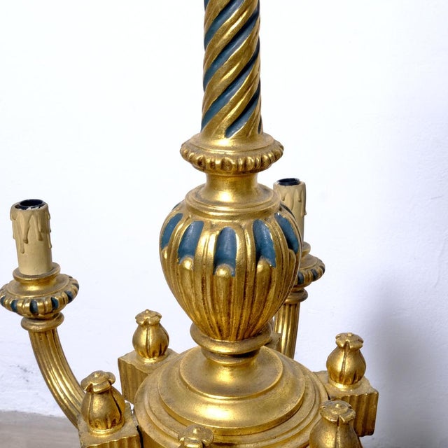 Gilded Wood 6-Arm Chandelier, 1940s For Sale - Image 14 of 18
