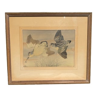 Rex Brasher Hand-Colored Print of the American Woodcock, Birds & Trees of North America, C. 1929–1932 For Sale