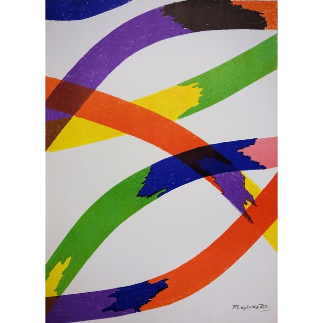 Piero Dorazio (1927-2005) Colored Ribbons - Munich 1972 Olympics Original color lithograph poster Signed in the plate On...