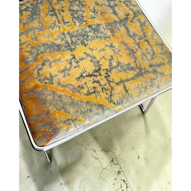 Animal Skin Designer Chairs in Hand-Decorated Leather and Steel, 1970s, Set of 4 For Sale - Image 7 of 18