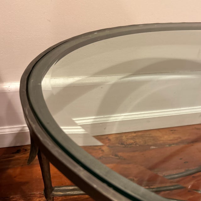 Vintage Heavy Hand Forged Metal and Glass Coffee Table in the Style of Dennis and Leen For Sale - Image 10 of 12