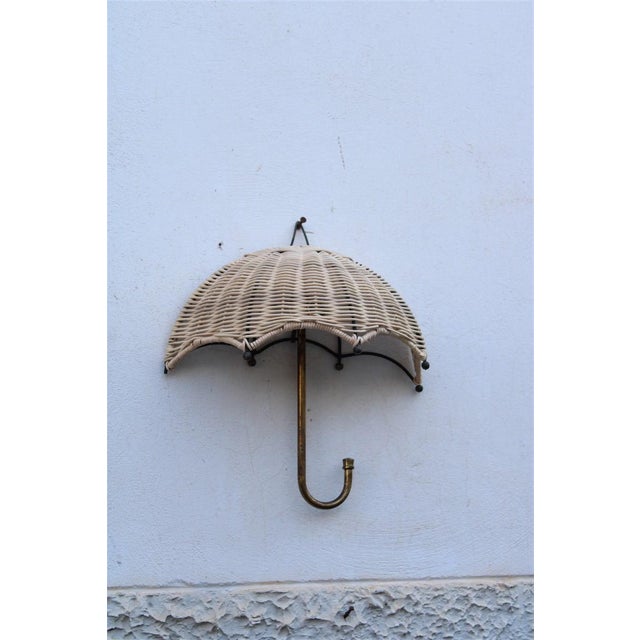 Bamboo and Brass Umbrella-Shaped Wall Lamp, Italy, 1950s For Sale - Image 10 of 10