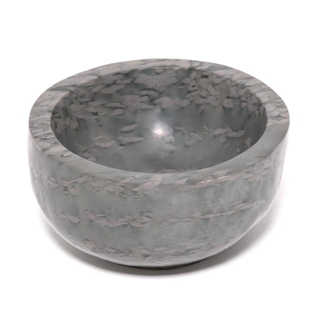 Contemporary Hand Carved Footed Zhenzhu Stone Basin For Sale - Image 3 of 6