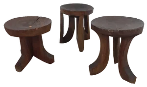 Mid-Century Rustico African Stools, Set of 3