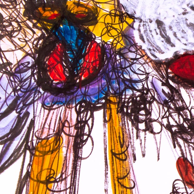 Double Dog — Abstract Expressionist Drawing in Vibrant Oil Markers & Acrylics, 18 × 24 In For Sale In Chicago - Image 6 of 7