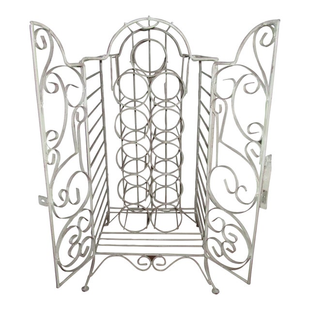 French Style White Wrought Iron Vintage Wine With Latch Chairish
