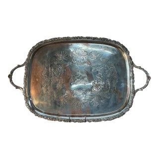 Late 20th Century Silver Plated Serving Tray For Sale