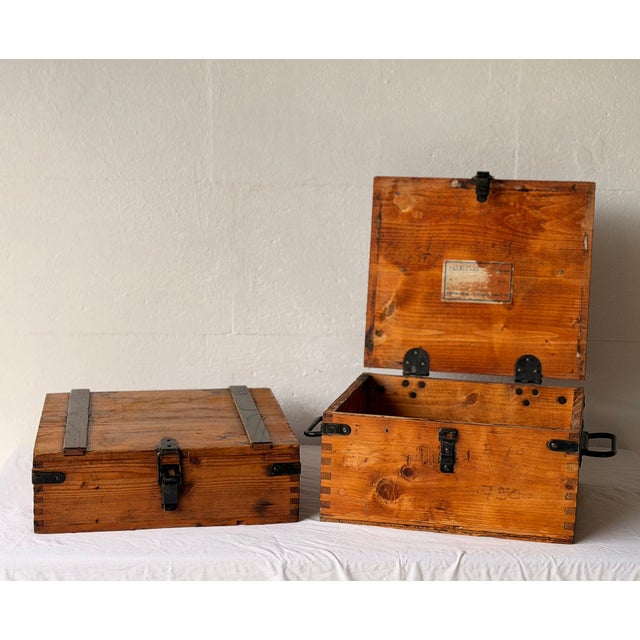 Vintage Wooden Storage Boxes, 1920s, Set of 2 For Sale - Image 15 of 15