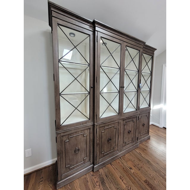 Canyon Ridge Collection by Bernhardt Furniture Wire-brushed in Desert Taupe finish China Deck features : 4 Wood-framed...