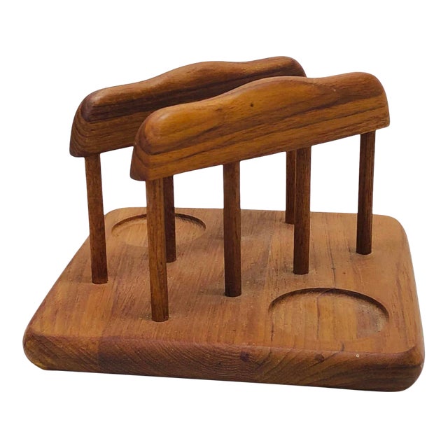 Mid Century Teak Napkin Holder For Sale