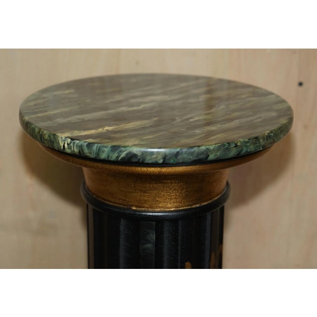 Chinese Neoclassical Style Chinoiserie Lacquered Torcheres Columns, 1920s, Set of 2 For Sale - Image 3 of 11