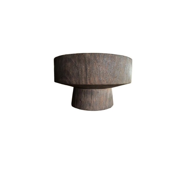 Sculptural Round Table Mango Wood, Espresso Finish, Modern Organic For Sale - Image 4 of 7