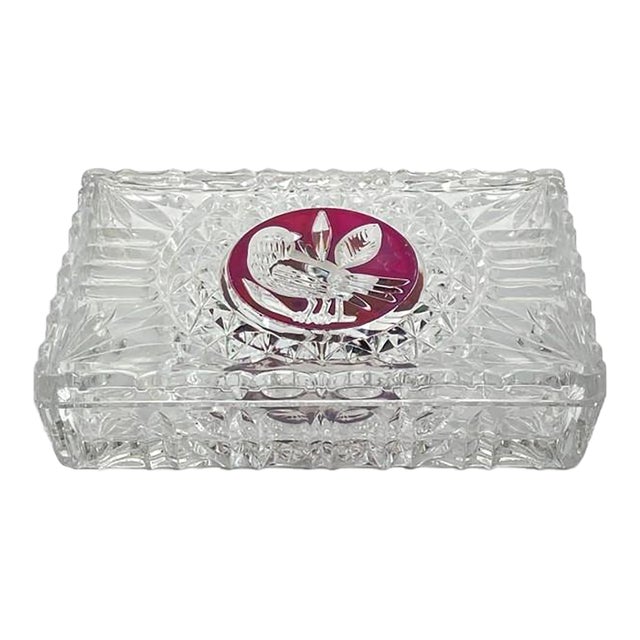 Hofbauer “Byrdes” Ruby Crystal 7-Inch Rectangular Lidded Jewel Box/Trinket Box (Vintage 1970’s-1990’s, Original Foil Label) For Sale