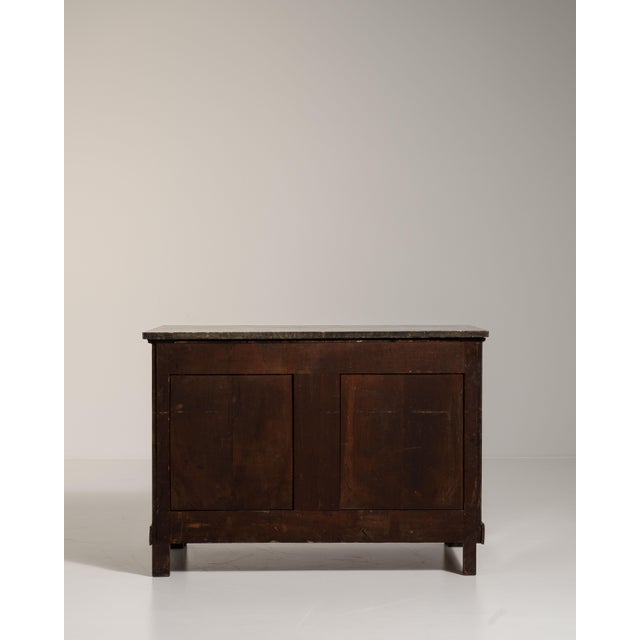 Wood 1860s French Chestnut Brown Empire Chest of Drawers with Marble Top For Sale - Image 7 of 15