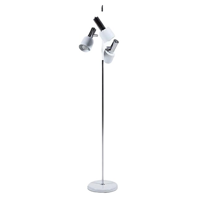 White-Polished Chromed Metal Floor Lamp from Koch & Lowy OMI, 1960s For Sale