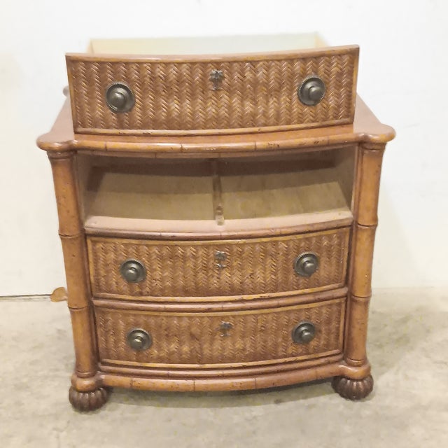 Tommy Bahama Lexington Home Bamboo and Wicker Side Table/Nightstand. Beautiful rich brown finish. Very good and solid...