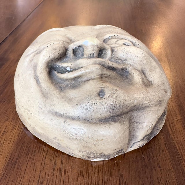 Paint Admiration Cigars Antique Chalkware Man in the Moon With Winking Eye Matchsafe Wall Plaque C 1910 For Sale - Image 7 of 12