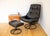 Mid-Century Norwegian Black Leather Stressless Lounge Chair and Ottoman Set from Ekornes, 1980s, Set of 2 For Sale - Image 14 of 18