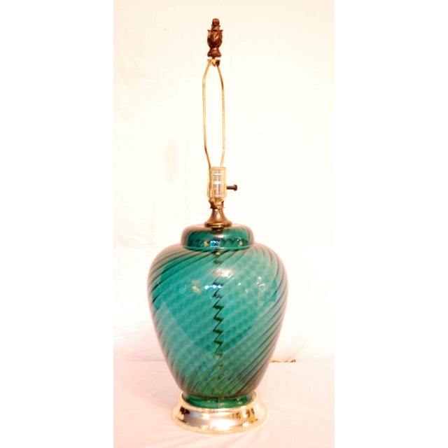 Vintage Green Glass Table Lamp Chairish