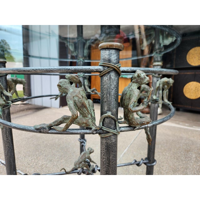 Metal Vintage Maitland-Smith Dining Table Bronze Monkey Decor Brass Accents For Sale - Image 7 of 10