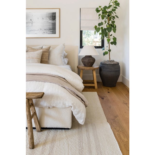 Coastal Pure Salt Koukila Broken Stripe Ivory Hand Woven Linen Area Rug, 5' X 8' For Sale - Image 3 of 13