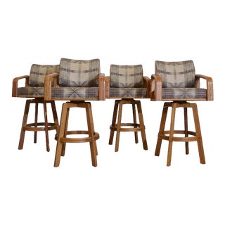 Oak Bars Stools Set of 4 For Sale