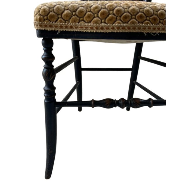 1850s French, Ebonized Wood Chiavari Chairs With Gold Velvet Seats - A Pair For Sale - Image 4 of 12