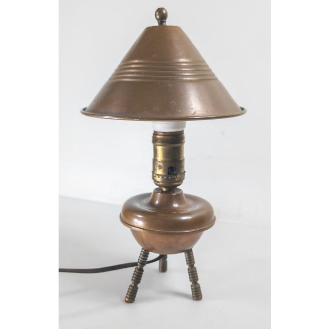 20th Century Copper Arts & Crafts Mission Style Desk or Boudoir Table Lamp For Sale - Image 4 of 13