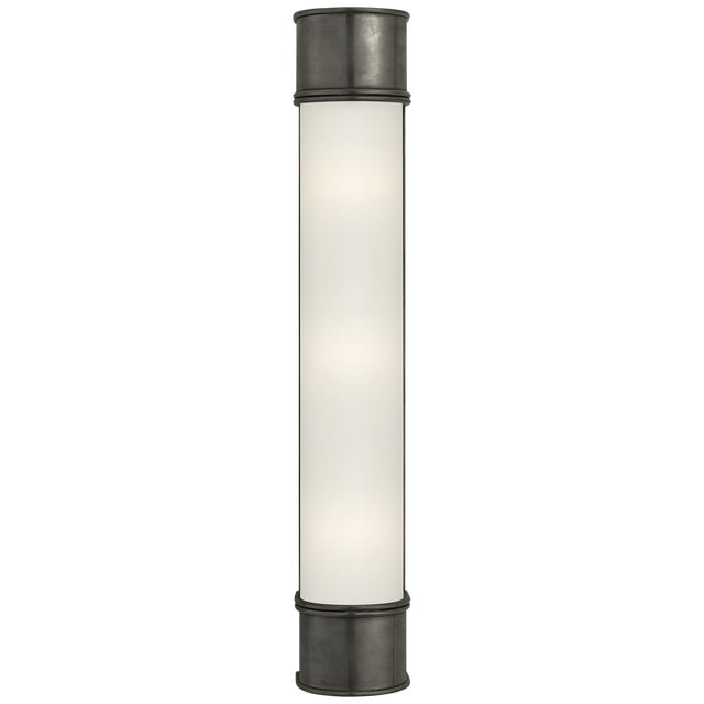 Chapman & Myers for Visual Comfort Signature Oxford 24" Bath Sconce in Bronze with Frosted Glass For Sale