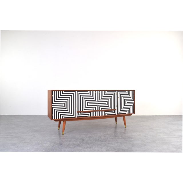 Mid-Century Modern Mid-Century Modern Op-Art Hand-Painted Sideboard from Sven Andersen Møbelfabrik, 1960s For Sale - Image 3 of 18