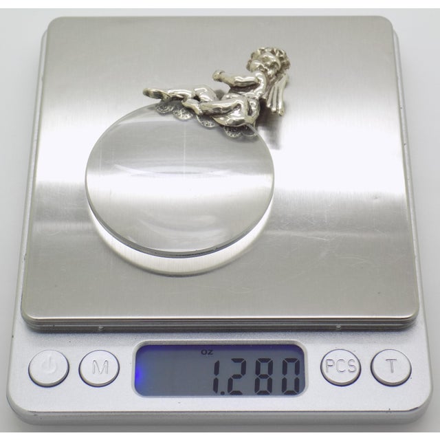 Vintage Italian Handmade Genuine Silver & Glass Purse Magnifier With Hallmarked Angel Handle For Sale - Image 9 of 10