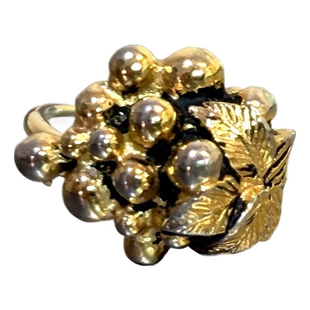 Sarah Coventry Gold Tone Adjustable Grape Bunch Ring For Sale