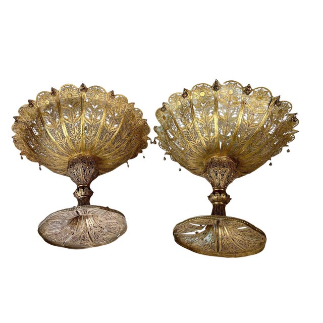Late 19th Century French Filigree Bronze Dore Tazzas - a Pair For Sale - Image 9 of 10