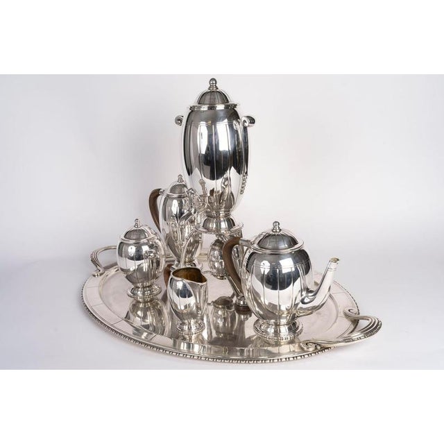 Art Nouveau Coffee and Tea Service with Samovar, Sugar Bowl and Milk Jug, Set of 6 For Sale - Image 5 of 15