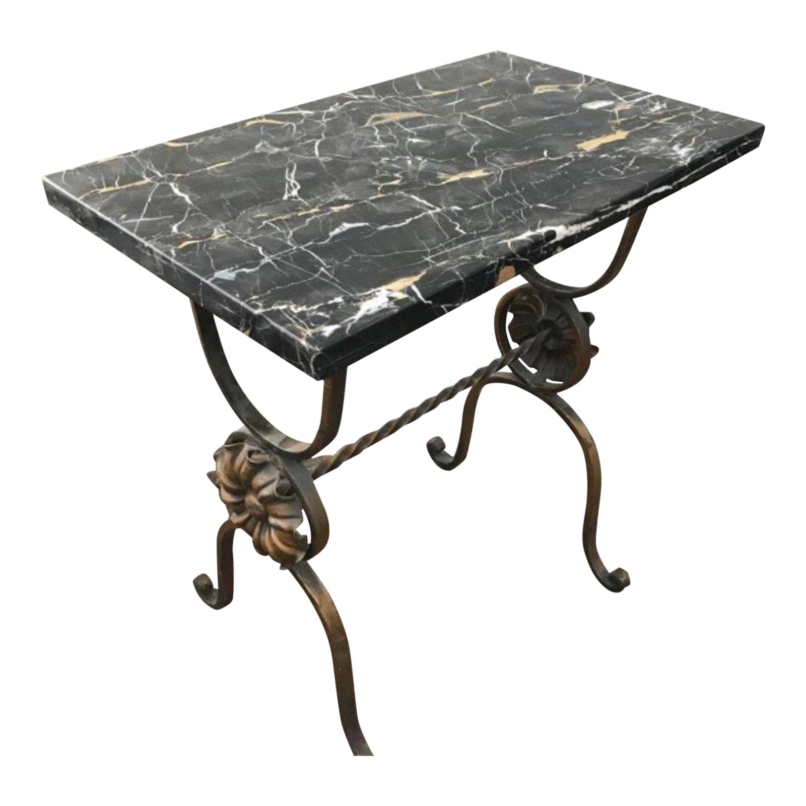 Antique French Wrought Iron Marble Top End Table Chairish