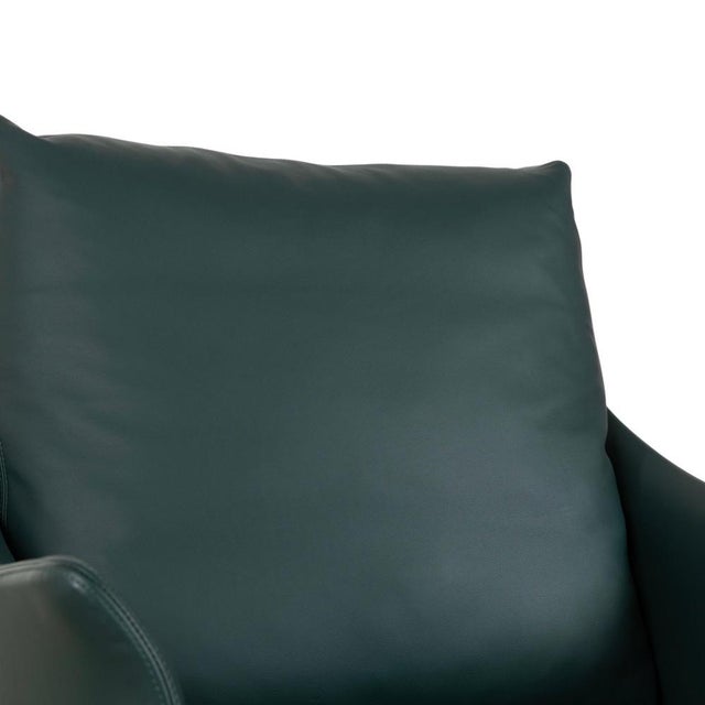 Set of Green Leather Boss Armchair and Ottoman with Manual Function from Flexform For Sale - Image 6 of 18