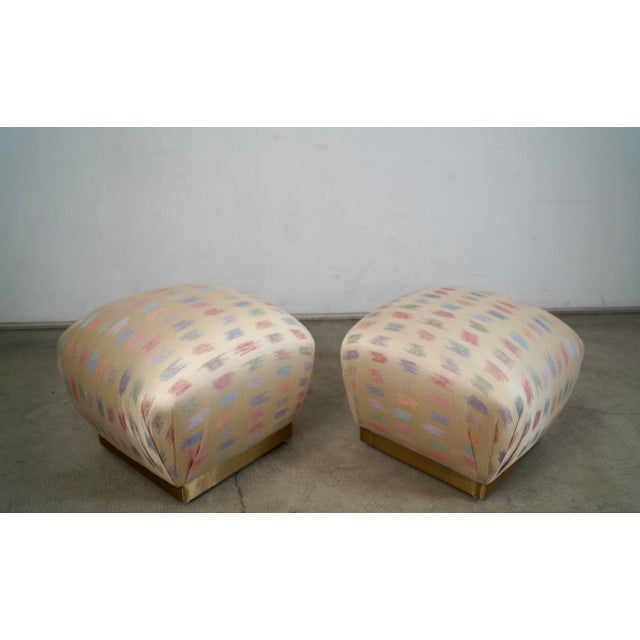 1970s 1970’s Hollywood Regency Marge Carson Style Poufs Stools in Silk - A Pair For Sale - Image 5 of 12