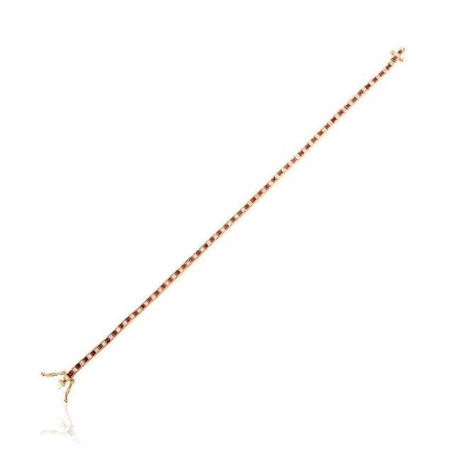 Modern 18k Yellow Gold 1.7ct Ruby Diamond Modern Tennis Bracelet for Women For Sale - Image 3 of 12