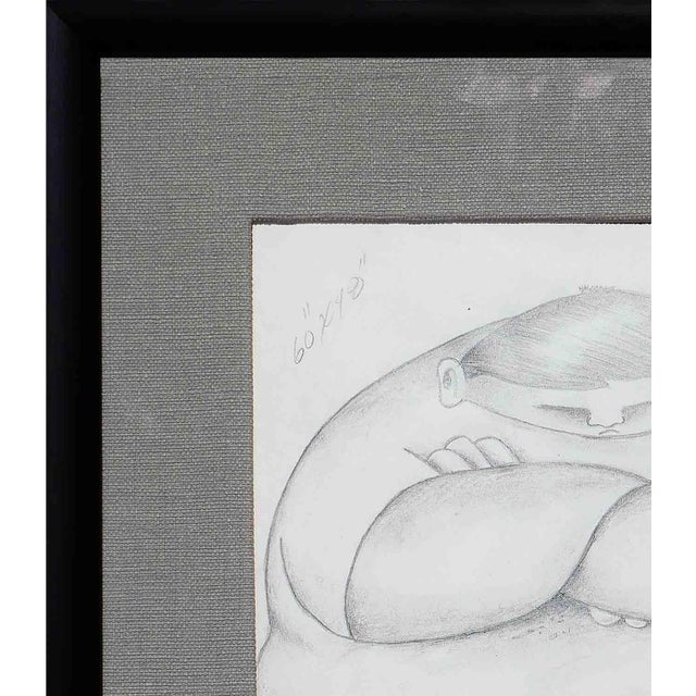 Alberto Godoy Modern Black and White Abstract Figurative Pencil Drawing Study of a Seated Man, 21st Century For Sale - Image 4 of 10