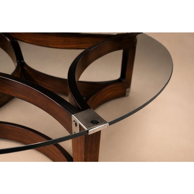 Mid-Century Modern Brazilian Modern Round Coffee Table in Bent Rosewood and Glass by Novo Rumo, Brazil, 1960s For Sale - Image 3 of 16