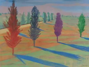 "Prairie Stripes With Trees" Patty Rodgers Contemporary Landscape Oil Painting